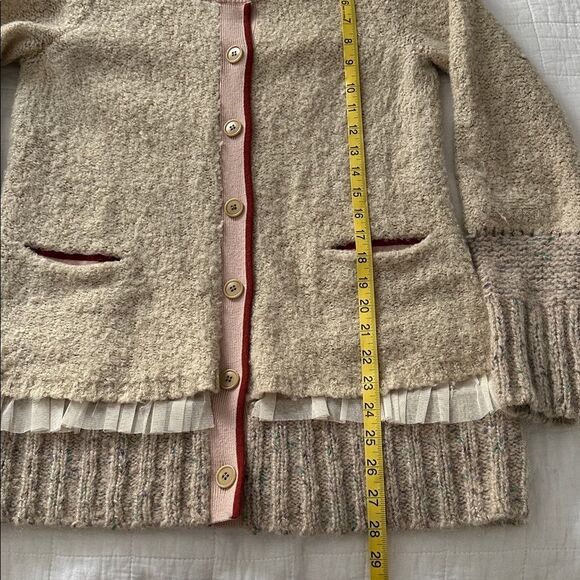 Charlie & Robin Anthropologie Wool Blend Romantic Boho Tiered Tulle Cardigan  M - Picture 10 of 13